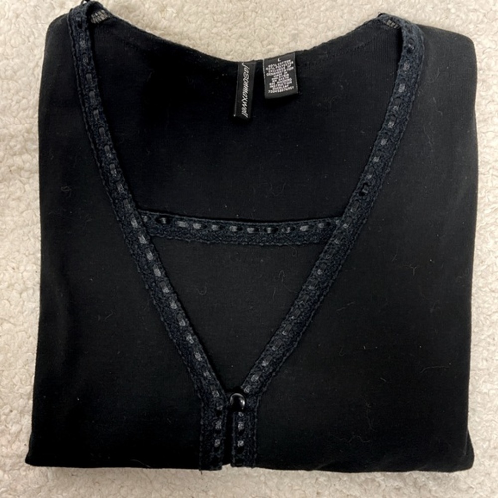 Jason Maxwell Black Cotton Polyester Top Size Large